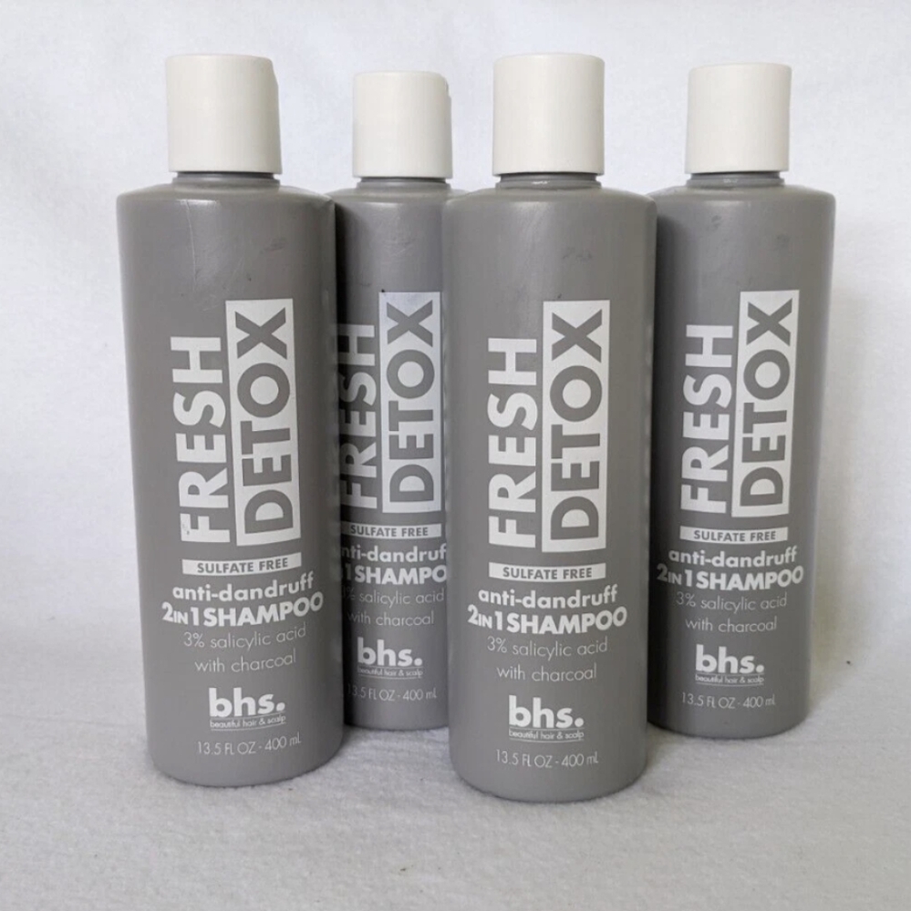 (4) bhs. Fresh Detox Sulfate Free anti-dandruff 2 In 1 Shampoo Salicylic Acid